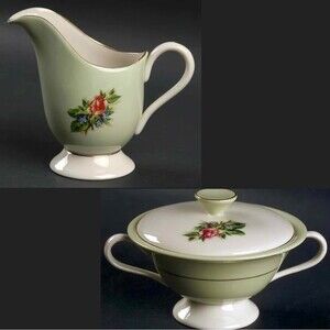 Vintage Fine Arts Fine China Romance Rose Creamer Sugar Bowl With Lid Set